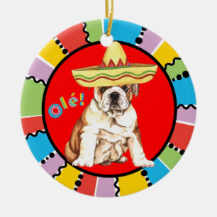 Ornement En Céramique Bouledogue de fiesta
