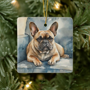 Ornement En Céramique Bouledogue français