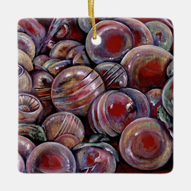 Ornement En Céramique Boules de Noël rouges (Devant)