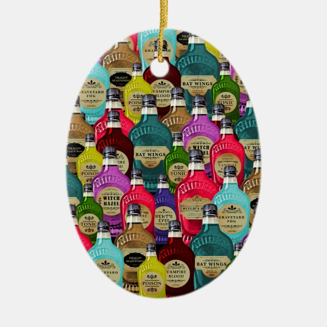 Ornement En Céramique Bouteilles Toniques Apothécaires Docteur en sorciè (Devant)