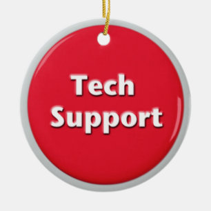 Ornement En Céramique Bouton Panique rouge du support technique