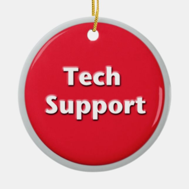 Ornement En Céramique Bouton Panique rouge du support technique (Devant)