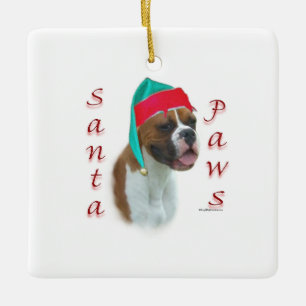 Ornement En Céramique Boxer Père Noël Paws