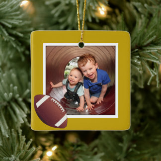Ornement En Céramique Boys Football Photo Noël Ornament en céramique