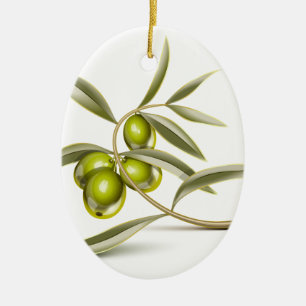 Ornement En Céramique Branche d'olives vertes