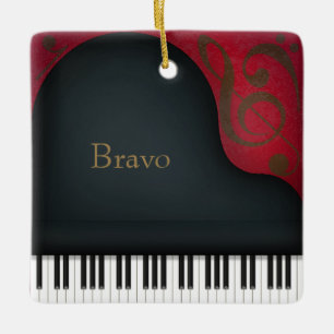Ornement En Céramique "Bravo" Grand Piano Charmante Garde Musicale