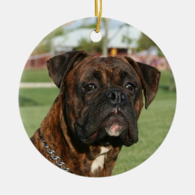 Ornement En Céramique Brindle boxer ornament (Devant)