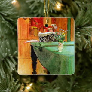 Ornement En Céramique Brita au piano par Carl Larsson, Art vintage