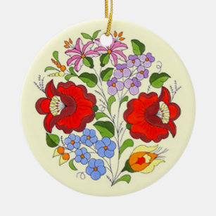 Ornement En Céramique Broderie hongroise de fleur d'OPUS