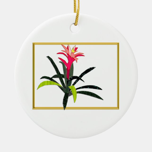 Ornement En Céramique Broméliade de Noël tropicale (Devant)