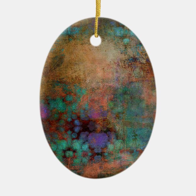 Ornement En Céramique Bronze, Turquoise, violet Abstrait (Devant)