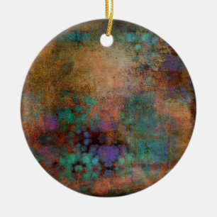 Ornement En Céramique Bronze, Turquoise, violet Abstrait