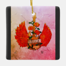 Bruce Fender Guitare rock & Roll Roses