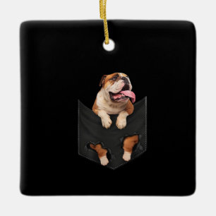 Ornement En Céramique Bulldog Anglais Dans Votre Poche Chiens Amateurs