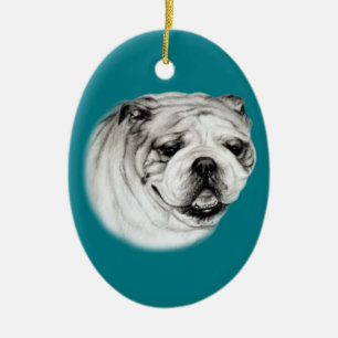 Ornement en céramique Bulldog anglais peint à la m