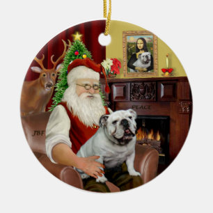 Ornement En Céramique Bulldog anglais-Père Noël