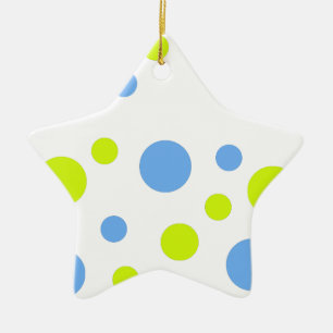 Ornement En Céramique Bulles Jaunes Bleues Funky Heureuses