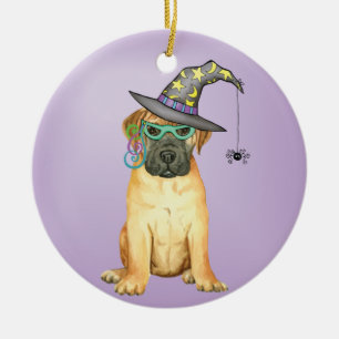 Ornement en céramique Bullmastiff Witch