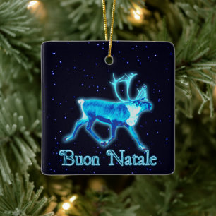 Ornement En Céramique Buon Natale - Caribou bleu (rennes)
