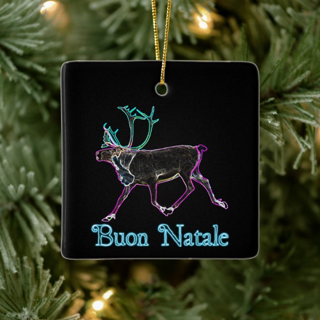 Ornement En Céramique Buon Natale - Caribou électrique (Arbre)