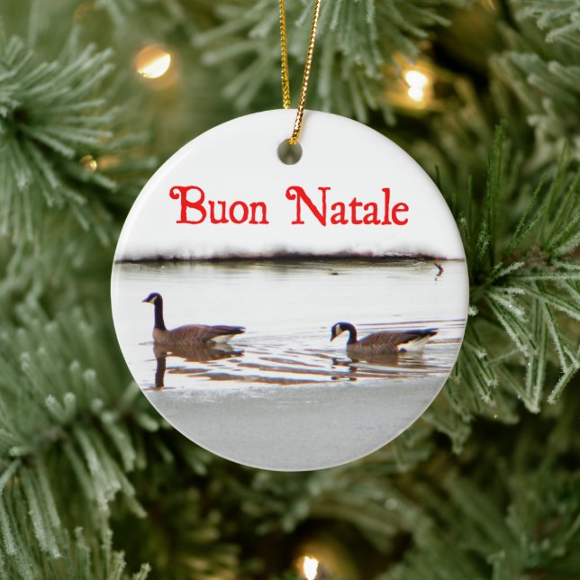 Ornement En Céramique Buon Natale - Honkers - Oies du Canada (Arbre)