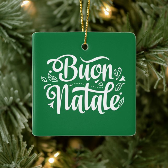 Ornement En Céramique Buon Natale Simple Vert (Arbre)