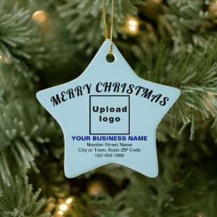 Ornement En Céramique Business Christmas Light Blue Star
