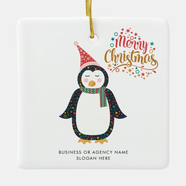 Ornement En Céramique Business Logo Custom Name Christmas Holiday (Devant)