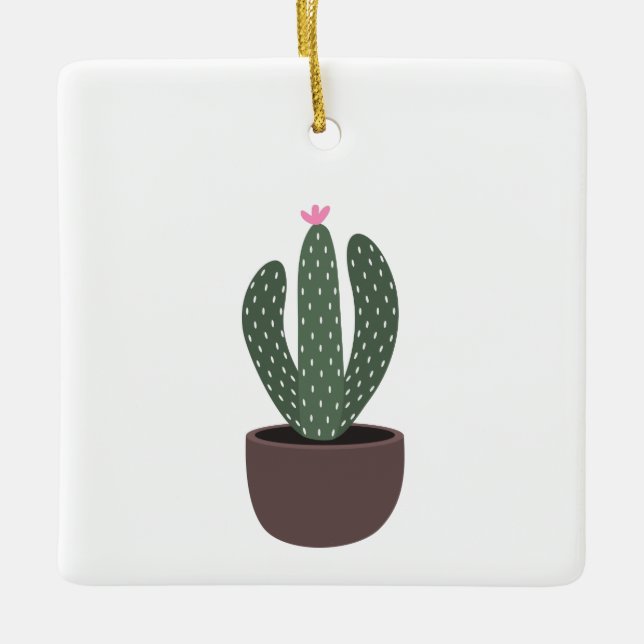 Ornement En Céramique Cactus en pot (Devant)