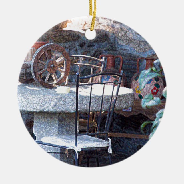 Ornement En Céramique Cactus espagnol et vie morte (Devant)