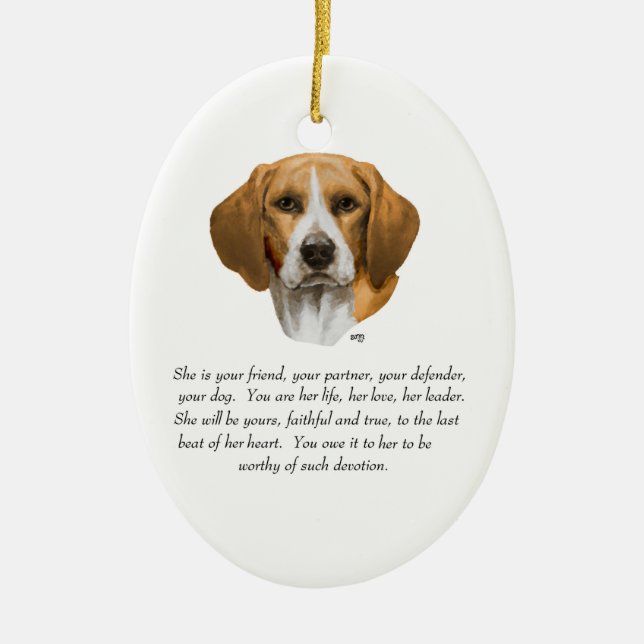 Ornement En Céramique Cadeau Beagle (Devant)
