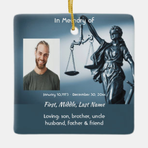 Ornement En Céramique Cadeau commémoratif chrétien Balance Justice Loi