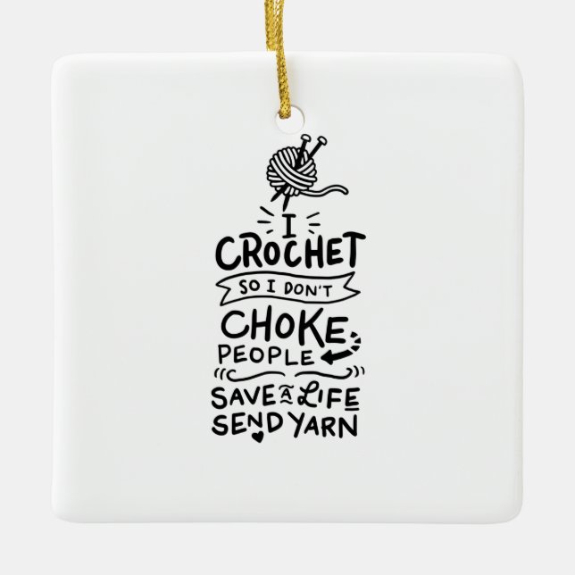 Ornement En Céramique Cadeau Crochet Crocheter (Devant)