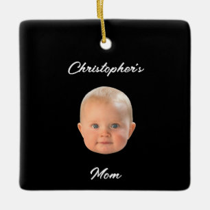 Ornement En Céramique Cadeau de maman photo visage de bébé écriture mini