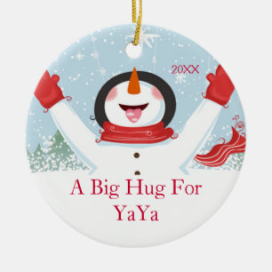 Ornement En Céramique Cadeau de Noël Bonhomme de Neige pour YaYa