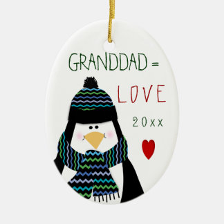 Ornement En Céramique Cadeau de Noël de pingouin de GRAND-PAPA d'amour