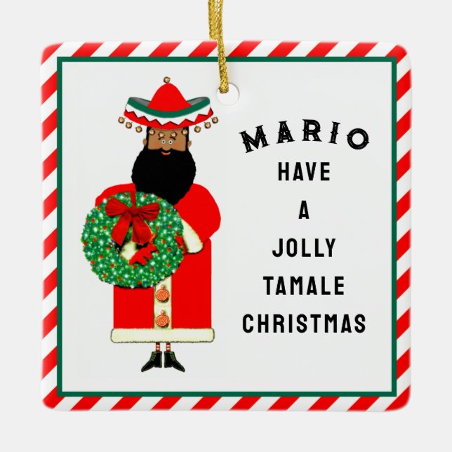 Ornement En Céramique Cadeau de Noël mexicain personnalisé (Devant)