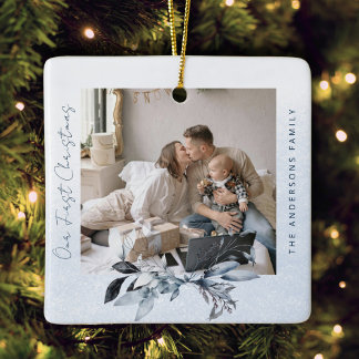 Ornement En Céramique Cadeau de Noël personnalisé avec photo de famille