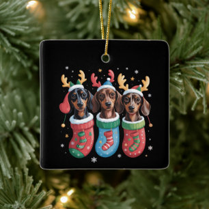 Ornement En Céramique Cadeau de Noël pour amateur de chien Dachshund Vac