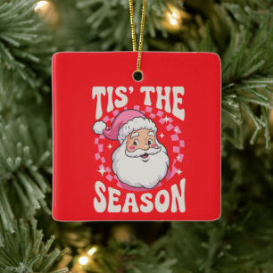 Ornement En Céramique Cadeau de Noël vintage Père Noël Joyeux Noël