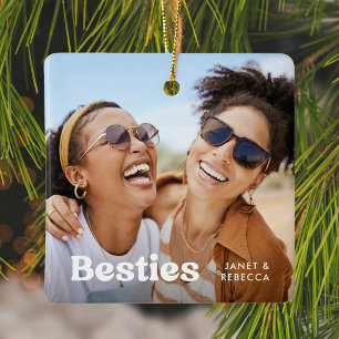 Ornement En Céramique Cadeau de souvenir de photo et de nom/s de meilleu
