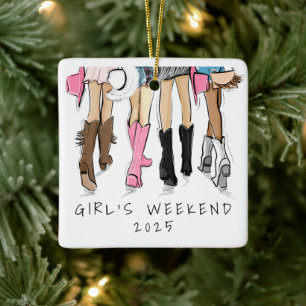Ornement En Céramique Cadeau d'illustration de mode de weekend entre fil