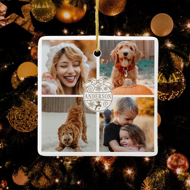 Ornement En Céramique Cadeau Famille photo Noël Cute (Créateur téléchargé)