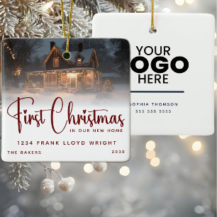 Ornement En Céramique Cadeau Logo Personnalisé Premier Noël Dans Notre N