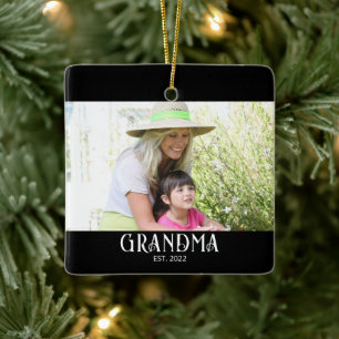 Ornement En Céramique Cadeau Photo de Grand-Mère