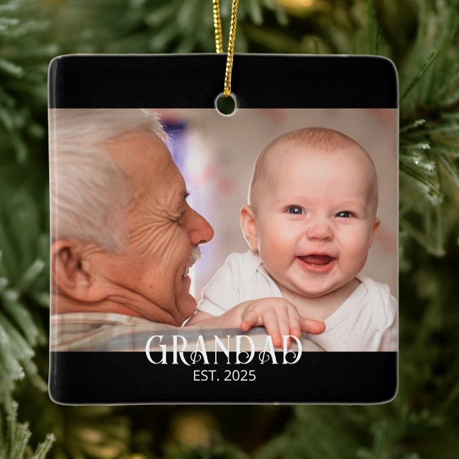 Ornement En Céramique Cadeau Photo de l'Arrivée de Papi (Créateur téléchargé)