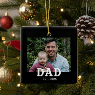 Ornement En Céramique Cadeau Photo Papa Fondé 