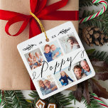 Ornement En Céramique Cadeau pour le pavot | Collage photo pour petits e<br><div class="desc">Envoyez un beau cadeau personnalisé à votre grand-père (Poppy) qu'il chérira pour toujours. Petit-enfants personnalisées spéciales photo collage ornement pour afficher vos propres photos et souvenirs de famille spéciaux. Notre design comprend un design simple 6 photo collage grille avec "Poppy" conçu dans un magnifique style manuscrit noir script. Personnaliser année,...</div>