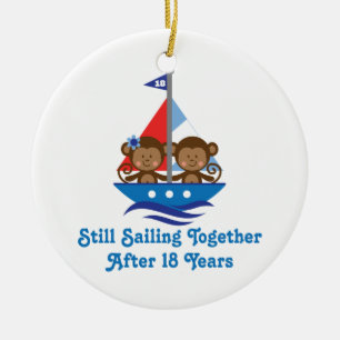 Ornement En Céramique Cadeau pour les 18èmes singes d'anniversaire de