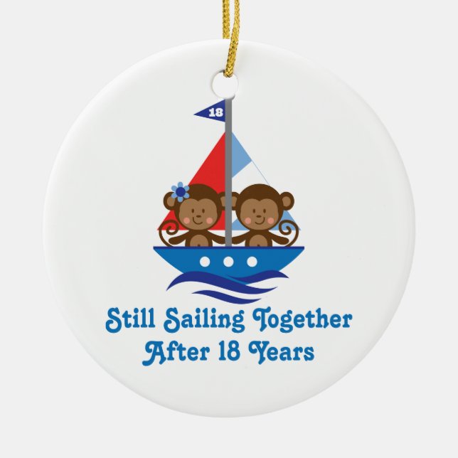 Ornement En Céramique Cadeau pour les 18èmes singes d'anniversaire de (Devant)